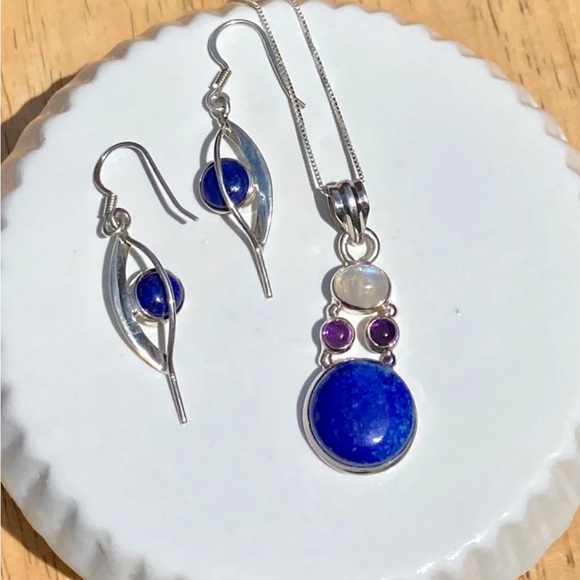 SET! Lapis Lazuli Necklace & Earrings - Picture 8 of 15
